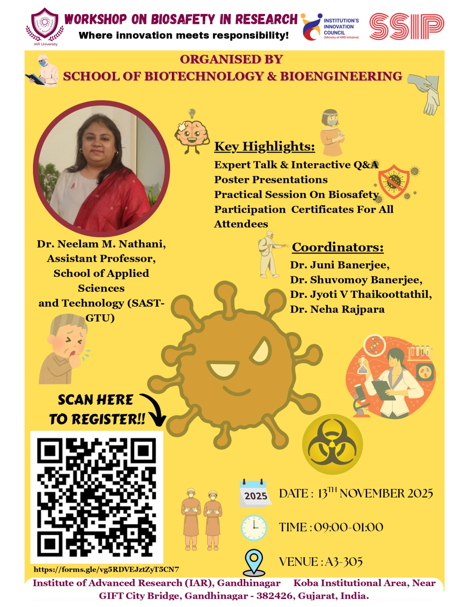 Workshop on “Biosafety in Research” : 13th November, 2025